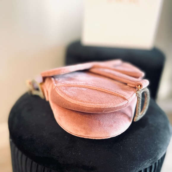 NEW IN BOX Authentic Dior Mini Saddle Bag Velvet with Crystal Rare - Picture 3 of 10
